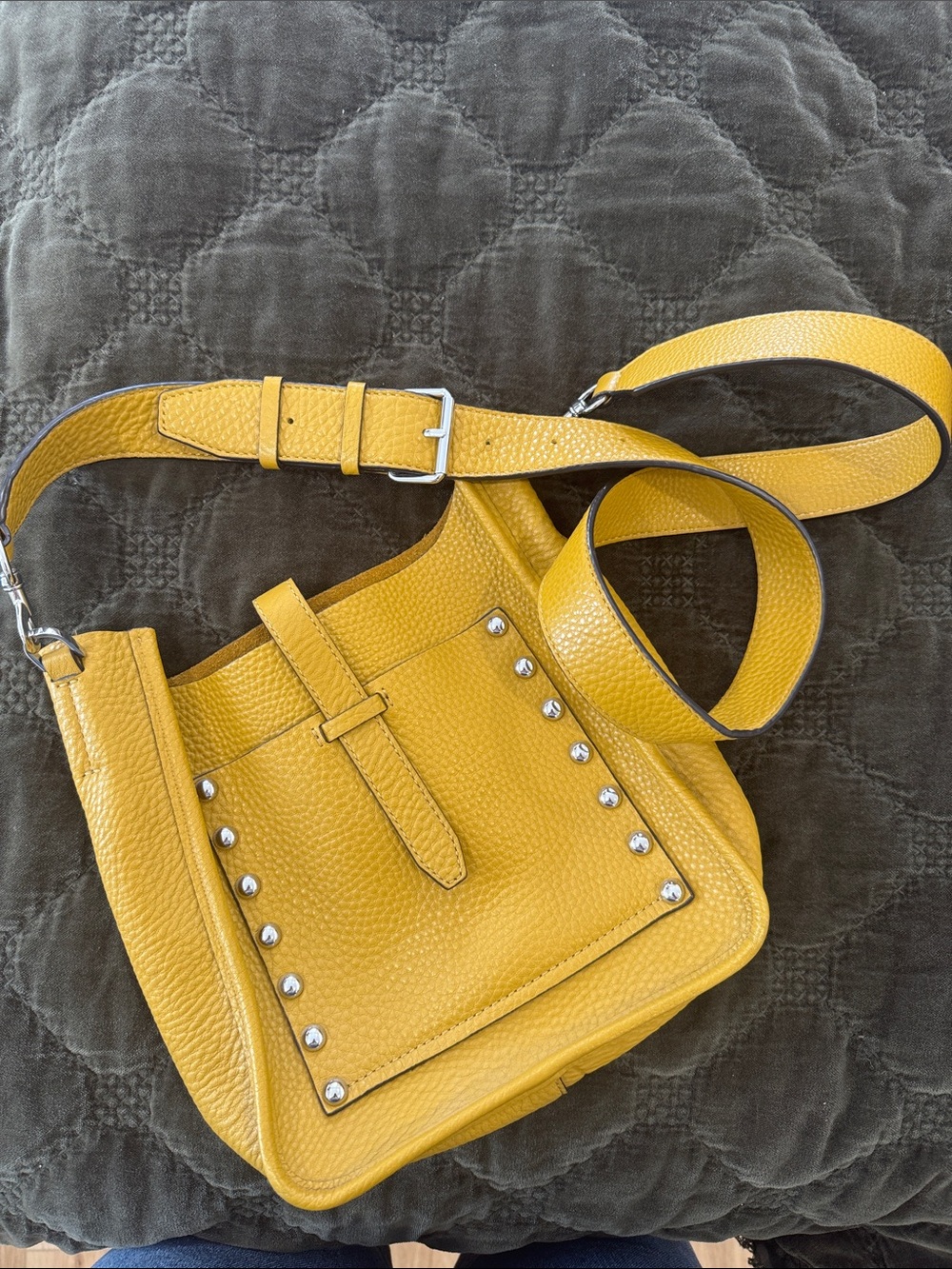 Rebecca Minkoff Yellow Leather Studded Crossbody Bag